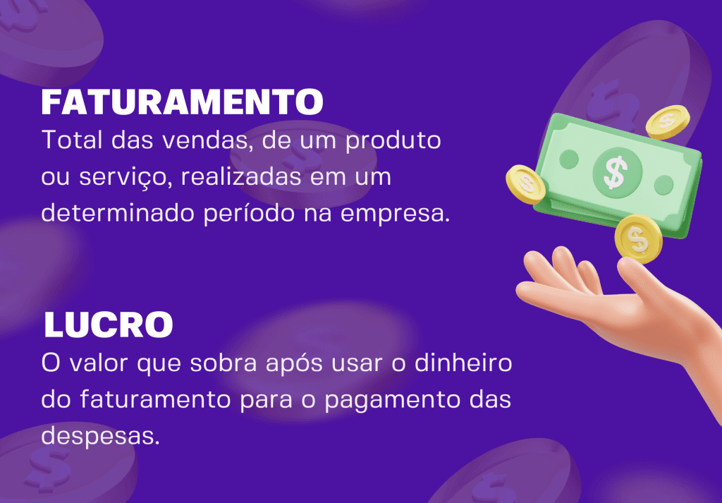 imagem mostrando a diferença entre faturamento e lucro