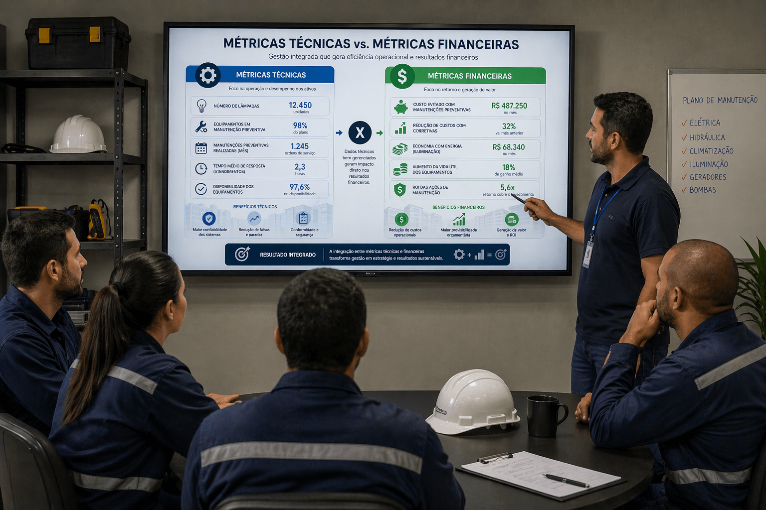 apresentação de relatórios de manutenção para o financeiro