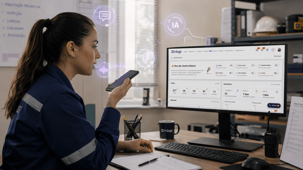 Fluxo de tarefas automatizadas por um sistema com Inteligência Artificial na gestão de manutenção. Vale a pena investir em IA na manutenção.